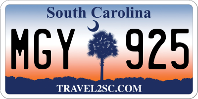 SC license plate MGY925