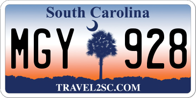 SC license plate MGY928