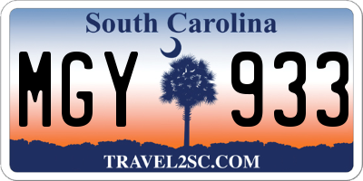 SC license plate MGY933