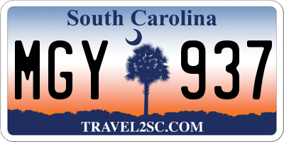 SC license plate MGY937