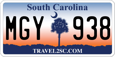 SC license plate MGY938