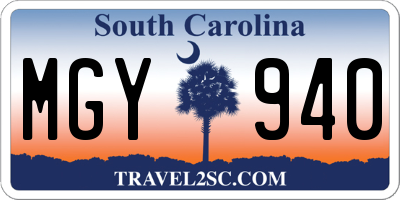 SC license plate MGY940