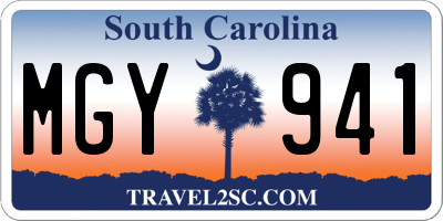 SC license plate MGY941