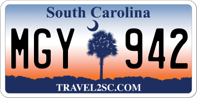 SC license plate MGY942
