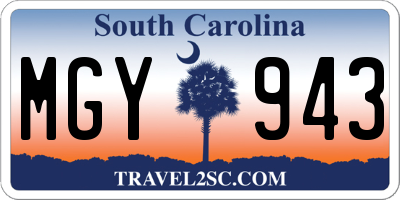 SC license plate MGY943