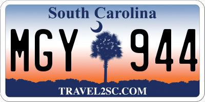 SC license plate MGY944