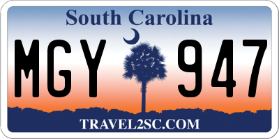 SC license plate MGY947