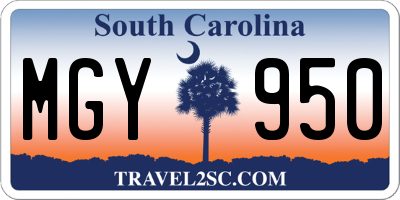 SC license plate MGY950