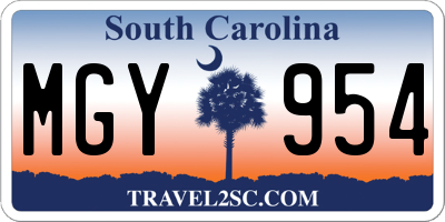 SC license plate MGY954