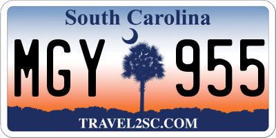 SC license plate MGY955