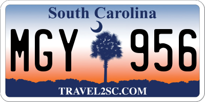 SC license plate MGY956