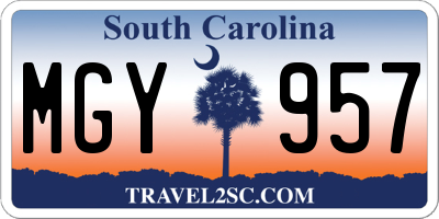 SC license plate MGY957