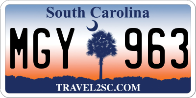 SC license plate MGY963