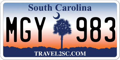 SC license plate MGY983