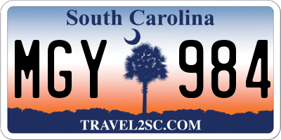 SC license plate MGY984