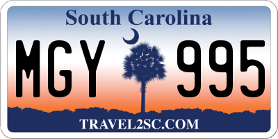 SC license plate MGY995