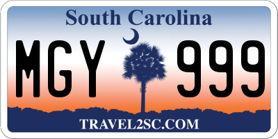 SC license plate MGY999