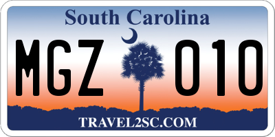 SC license plate MGZ010