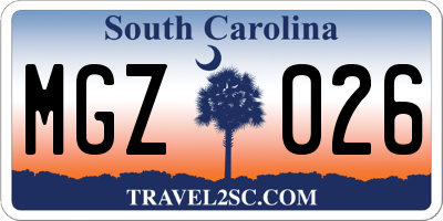 SC license plate MGZ026