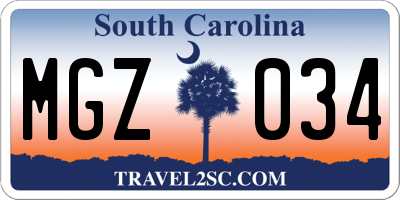 SC license plate MGZ034