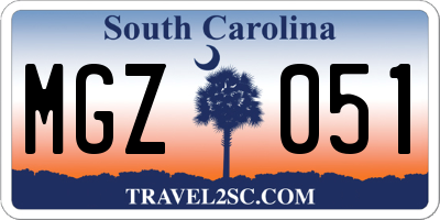 SC license plate MGZ051