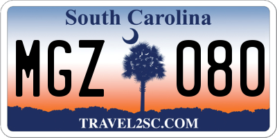 SC license plate MGZ080