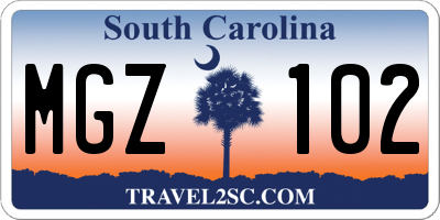 SC license plate MGZ102