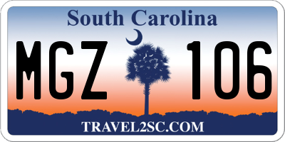 SC license plate MGZ106