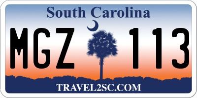 SC license plate MGZ113