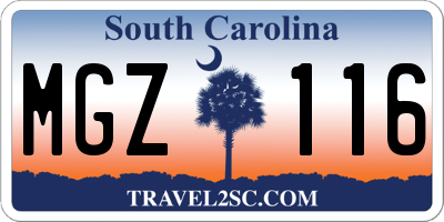 SC license plate MGZ116