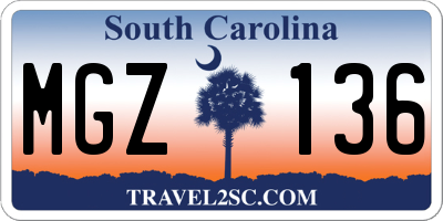 SC license plate MGZ136