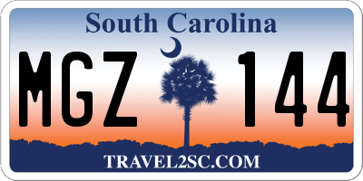 SC license plate MGZ144
