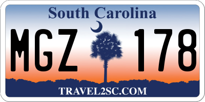 SC license plate MGZ178