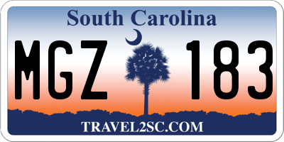 SC license plate MGZ183
