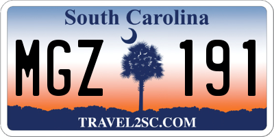 SC license plate MGZ191