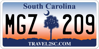 SC license plate MGZ209