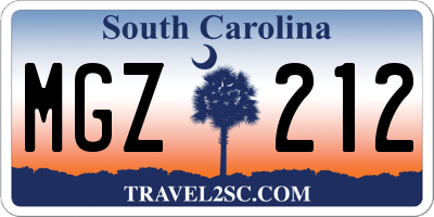 SC license plate MGZ212