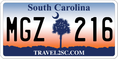 SC license plate MGZ216