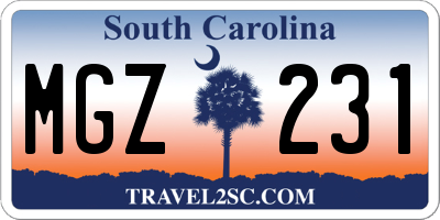 SC license plate MGZ231