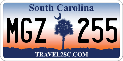 SC license plate MGZ255