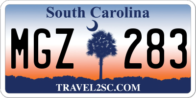 SC license plate MGZ283