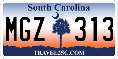 SC license plate MGZ313