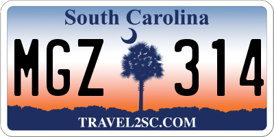 SC license plate MGZ314
