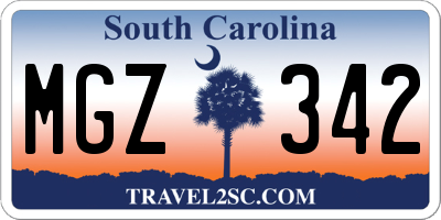 SC license plate MGZ342
