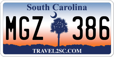 SC license plate MGZ386