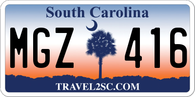 SC license plate MGZ416