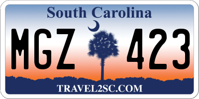 SC license plate MGZ423