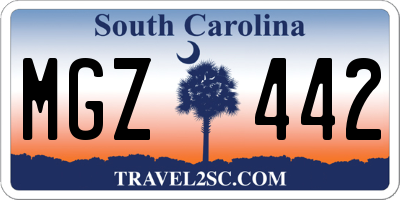 SC license plate MGZ442