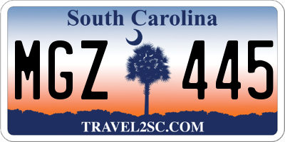 SC license plate MGZ445