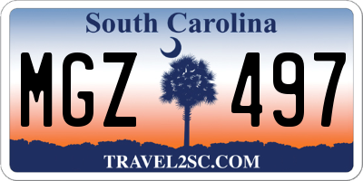 SC license plate MGZ497